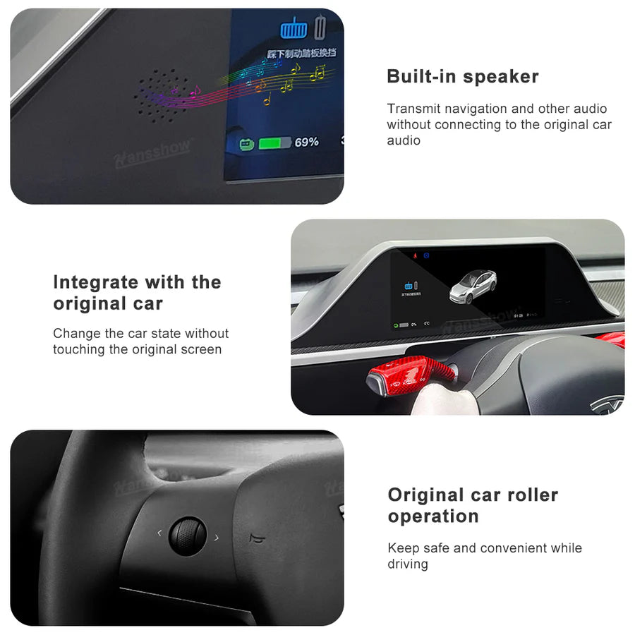 Model 3/Y - 8.9" Head-Up Display Instrument Cluster Dashboard Display Touchscreen Inspired By Model S/X Style
