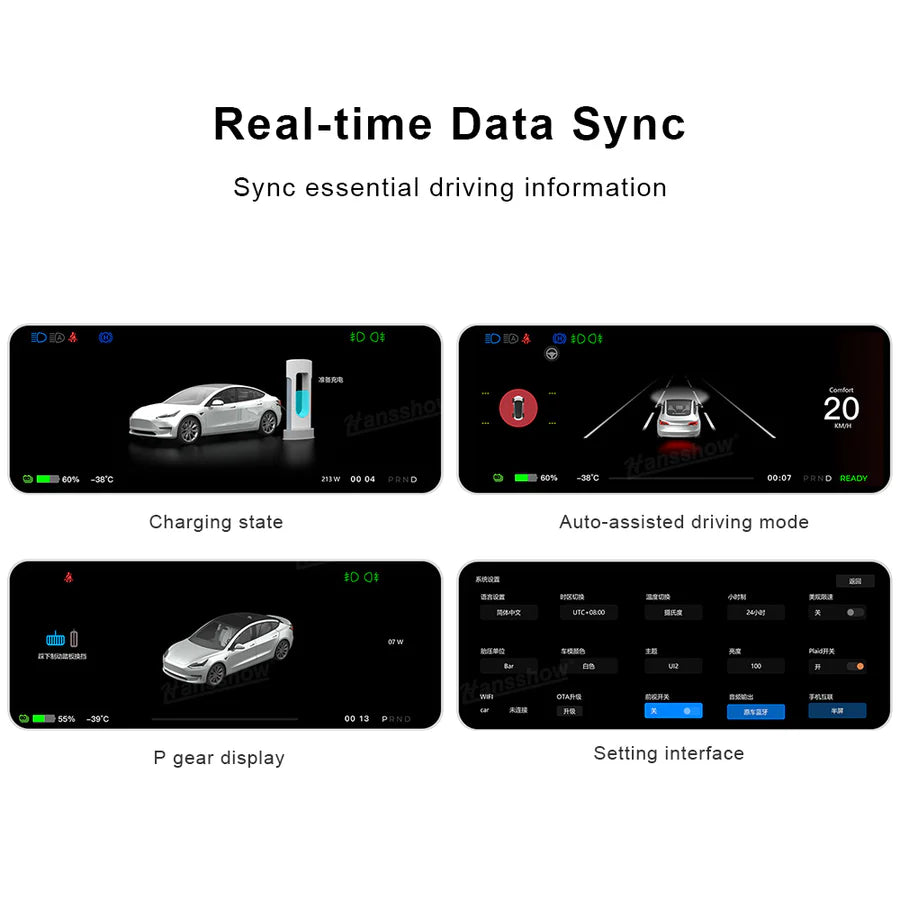 Model 3/Y - 8.9" Head-Up Display Instrument Cluster Dashboard Display Touchscreen Inspired By Model S/X Style