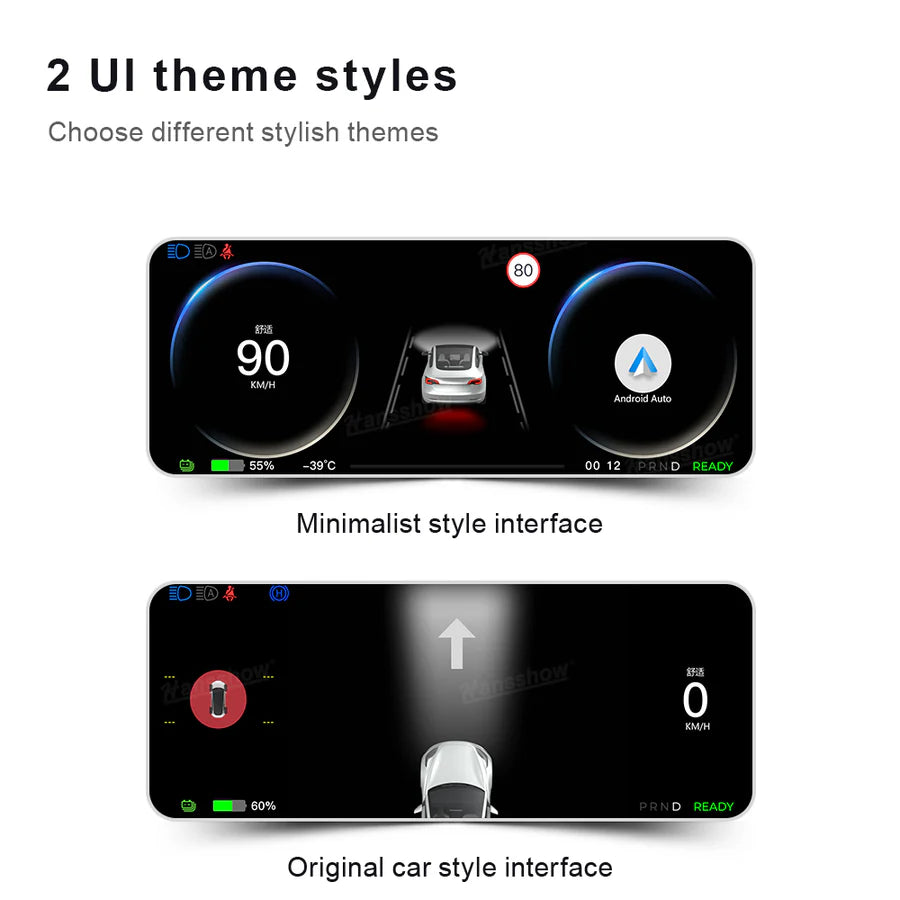 Model 3/Y - 8.9" Head-Up Display Instrument Cluster Dashboard Display Touchscreen Inspired By Model S/X Style