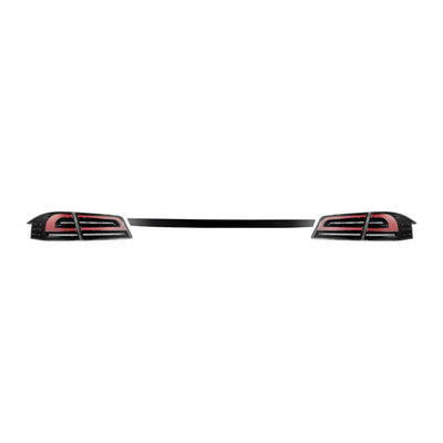 AlphaRex 12-21 Model S LUXX-Series LED Tail Lights Black Red (With Black Trunk Center Piece Replacement)