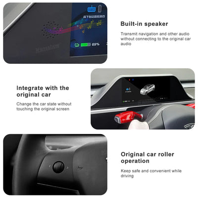 8.9" Head-Up Display Instrument Cluster Dashboard Display Touchscreen Inspired By Model S/X Style