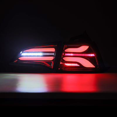AlphaRex 22-23 Model 3 / 20-24 Model Y (With Stock Amber Turn Signal) PRO-Series LED Tail Lights Jet Black